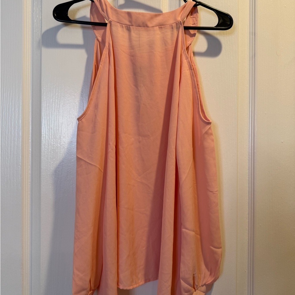 NWT Three Eighty Two Salmon Flowy Longsleeve Blouse Exposed Shoulders Size XS - Picture 6 of 6